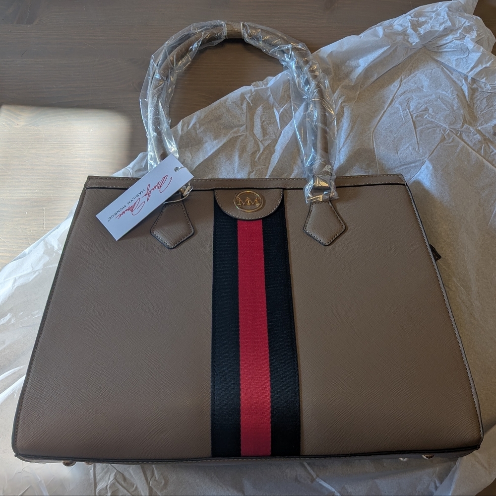 Marilyn Monroe Tan and Black Tote Bag with Classic Design